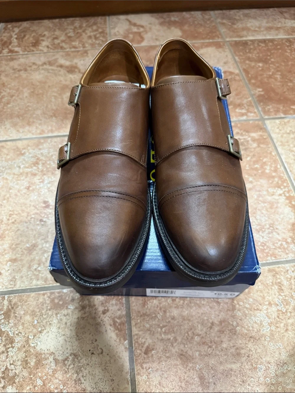Polo by Ralph Lauren Brown Leather Double Monk Strap Oxfords